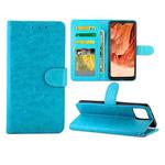 For OPPO F17 / A73 (2020) 4G Crazy Horse Texture Leather Horizontal Flip Protective Case with Holder & Card Slots & Wallet & Photo Frame(Baby Blue)