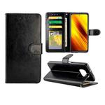 For Xiaomi Poco X3 NFC Crazy Horse Texture Leather Horizontal Flip Protective Case with Holder & Card Slots & Wallet & Photo Frame(Black)