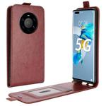 For Huawei Mate 40 Pro+ R64 Texture Single Vertical Flip Leather Protective Case with Card Slots & Photo Frame(Brown)