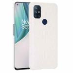 For OnePlus Nord N10 Shockproof Crocodile Texture PC + PU Case(White)