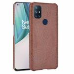 For OnePlus Nord N10 Shockproof Crocodile Texture PC + PU Case(Brown)