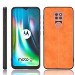 For Motorola Moto G9 / G9 Play Shockproof Sewing Cow Pattern Skin PC + PU + TPU Case(Orange)