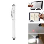 At-16 4 in 1 Mobile Phone Tablet Universal Handwriting Touch Screen Pen with Common Writing Pen & Red Laser & LED Light Function(White)