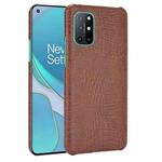 For OnePlus 8T Shockproof Crocodile Texture PC + PU Case(Brown)