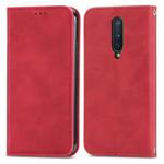 Retro Skin Feel Business Magnetic Horizontal Flip Leather Case With Holder & Card Slots & Wallet & Photo Frame For OnePlus 8(Red)