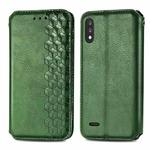 For LG K22 Cubic Grid Pressed Horizontal Flip Magnetic PU Leather Case with Holder & Card Slots & Wallet(Green)