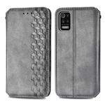 For LG K52 Cubic Grid Pressed Horizontal Flip Magnetic PU Leather Case with Holder & Card Slots & Wallet(Gray)