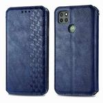 For Motorola G9 power Cubic Grid Pressed Horizontal Flip Magnetic PU Leather Case with Holder & Card Slots & Wallet(Blue)