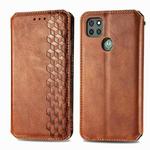 For Motorola G9 power Cubic Grid Pressed Horizontal Flip Magnetic PU Leather Case with Holder & Card Slots & Wallet(Brown)