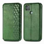 For Motorola G9 power Cubic Grid Pressed Horizontal Flip Magnetic PU Leather Case with Holder & Card Slots & Wallet(Green)