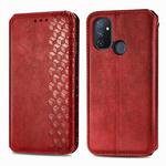 For One Plus Nord N100 Cubic Grid Pressed Horizontal Flip Magnetic PU Leather Case with Holder & Card Slots & Wallet(Red)