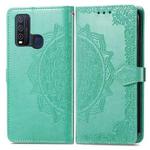 For vivo Y50 Mandala Flower Embossed Horizontal Flip Leather Case with Holder & Three Card Slots & Wallet & Lanyard(Green)