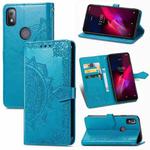 For T-Mobile Revvl 4 Mandala Flower Embossed Horizontal Flip Leather Case with Holder & Three Card Slots & Wallet & Lanyard(Blue)