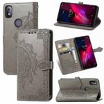 For T-Mobile Revvl 4 Mandala Flower Embossed Horizontal Flip Leather Case with Holder & Three Card Slots & Wallet & Lanyard(Grey)