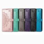 For OPPO Realme V3 Mandala Flower Embossed Horizontal Flip Leather Case with Holder & Three Card Slots & Wallet & Lanyard(Rose Gold)