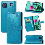For LG K92 5G Mandala Flower Embossed Horizontal Flip Leather Case with Holder & Three Card Slots & Wallet & Lanyard(Blue)