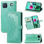 For LG K92 5G Mandala Flower Embossed Horizontal Flip Leather Case with Holder & Three Card Slots & Wallet & Lanyard(Green)