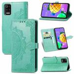 For LG K52 Mandala Flower Embossed Horizontal Flip Leather Case with Holder & Three Card Slots & Wallet & Lanyard(Green)