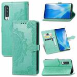 For Fujitsu Arrows NX9 F-52A Mandala Flower Embossed Horizontal Flip Leather Case with Holder & Three Card Slots & Wallet & Lanyard(Green)