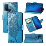 For vivo Y50 Butterfly Love Flower Embossed Horizontal Flip Leather Case with Bracket / Card Slot / Wallet / Lanyard(Blue)