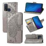 For vivo Y50 Butterfly Love Flower Embossed Horizontal Flip Leather Case with Bracket / Card Slot / Wallet / Lanyard(Gray)