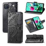 For LG K92 5G Butterfly Love Flower Embossed Horizontal Flip Leather Case with Bracket / Card Slot / Wallet / Lanyard(Black)