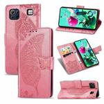 For LG K92 5G Butterfly Love Flower Embossed Horizontal Flip Leather Case with Bracket / Card Slot / Wallet / Lanyard(Pink)