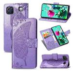 For LG K92 5G Butterfly Love Flower Embossed Horizontal Flip Leather Case with Bracket / Card Slot / Wallet / Lanyard(Light Purple)