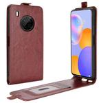 For Huawei Y9a / Enjoy 20 Plus 5G R64 Texture Single Vertical Flip Leather Case with Card Slots & Photo Frame(Brown)