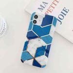 For iPhone 12 Pro Max Glitter Powder Electroplated Marble TPU Phone Case(Blue)