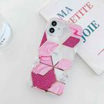 Glitter Powder Electroplated Marble TPU Phone Case For iPhone 12 / 12 Pro(Pink)