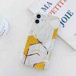 For iPhone 12 mini Glitter Powder Electroplated Marble TPU Phone Case (White)