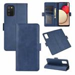 For Samsung Galaxy A02s (EU Version) Dual-side Magnetic Buckle Horizontal Flip Leather Case with Holder & Card Slots & Wallet(Dark Blue)