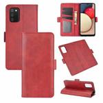 For Samsung Galaxy A02s (EU Version) Dual-side Magnetic Buckle Horizontal Flip Leather Case with Holder & Card Slots & Wallet(Red)