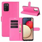 For Samsung Galaxy A02s (EU Version) Litchi Texture Horizontal Flip Protective Case with Holder & Card Slots & Wallet(Rose Red)