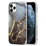For iPhone 12 mini Four Corners Anti-Shattering Flow Gold Marble IMD Phone Back Cover Case (Black LD1)