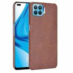 For OPPO F17 Pro / A93 / Reno4 Lite / Reno4 F Shockproof Crocodile Texture PC + PU Case(Brown)