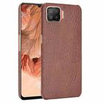 For OPPO F17 / A73 2020 Shockproof Crocodile Texture PC + PU Case(Brown)