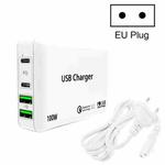 PD 65W Dual USB-C / Type-C + Dual USB 4-port Charger with Power Cable for Apple / Huawei / Samsung Laptop EU Plug