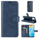 Retro Calf Pattern Buckle Horizontal Flip Leather Case with Holder & Card Slots & Wallet For OPPO A15(Blue)