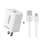 ENKAY Hat-Prince U036 18W 3A QC3.0 Fast Charging Power Adapter US Plug Portable Travel Charger With 3A 1m Micro USB Cable