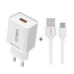 ENKAY Hat-Prince T033 18W 3A QC3.0 Fast Charging Power Adapter EU Plug Portable Travel Charger With 3A 1m Type-C Cable