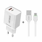 ENKAY Hat-Prince T030 18W 3A PD + QC3.0 Dual USB Fast Charging Power Adapter EU Plug Portable Travel Charger With 1m 3A Micro USB Cable