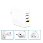 KP-GAN65-3 65W PD Dual Type-C + 30W USB GAN Charger for Apple / Huawei / Samsung, with US Plug / EU Plug / UK Plug White