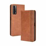 For Huawei P smart 2021/Y7a Magnetic Buckle Retro Crazy Horse Texture Horizontal Flip Leather Case with Holder & Card Slots & Photo Frame(Brown)