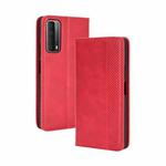 For Huawei P smart 2021/Y7a Magnetic Buckle Retro Crazy Horse Texture Horizontal Flip Leather Case with Holder & Card Slots & Photo Frame(Red)