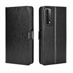 For Huawei P smart 2021 / Y7a Retro Crazy Horse Texture Horizontal Flip Leather Case with Holder & Card Slots & Photo Frame(Black)