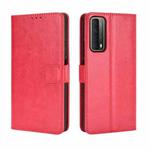 For Huawei P smart 2021 / Y7a Retro Crazy Horse Texture Horizontal Flip Leather Case with Holder & Card Slots & Photo Frame(Red)