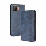 For OPPO F17 / A73 2020 Magnetic Buckle Retro Crazy Horse Texture Horizontal Flip Leather Case with Holder & Card Slots & Photo Frame(Blue)