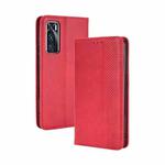 For vivo V20 SE/Y70 2020 Magnetic Buckle Retro Crazy Horse Texture Horizontal Flip Leather Case  , with Holder & Card Slots & Photo Frame(Red)